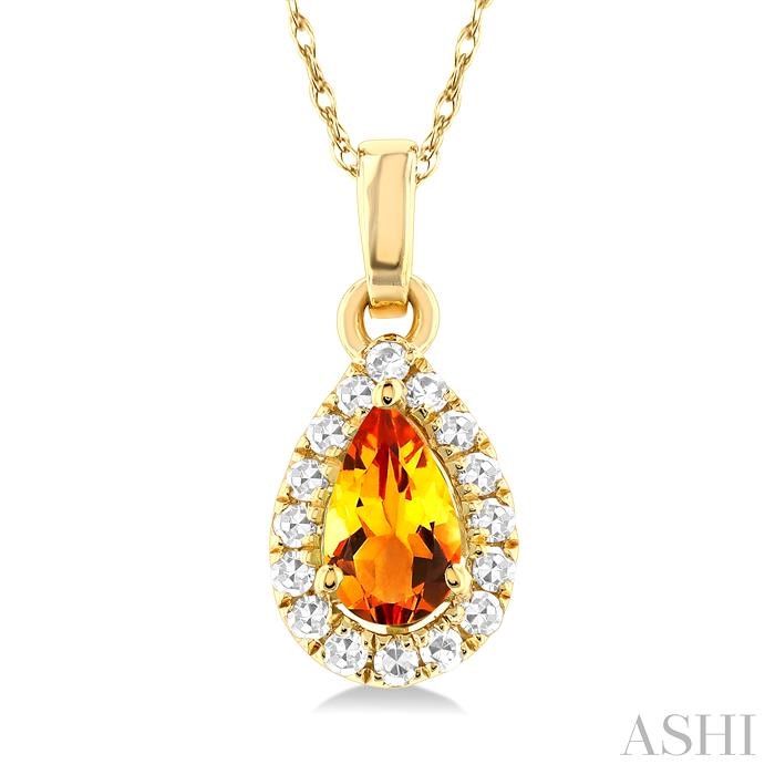Pear Shape Gemstone & Halo Diamond Pendant View 3