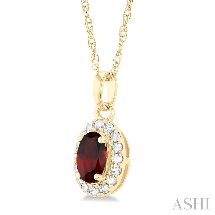 Oval Shape Gemstone & Halo Diamond Pendant View 2