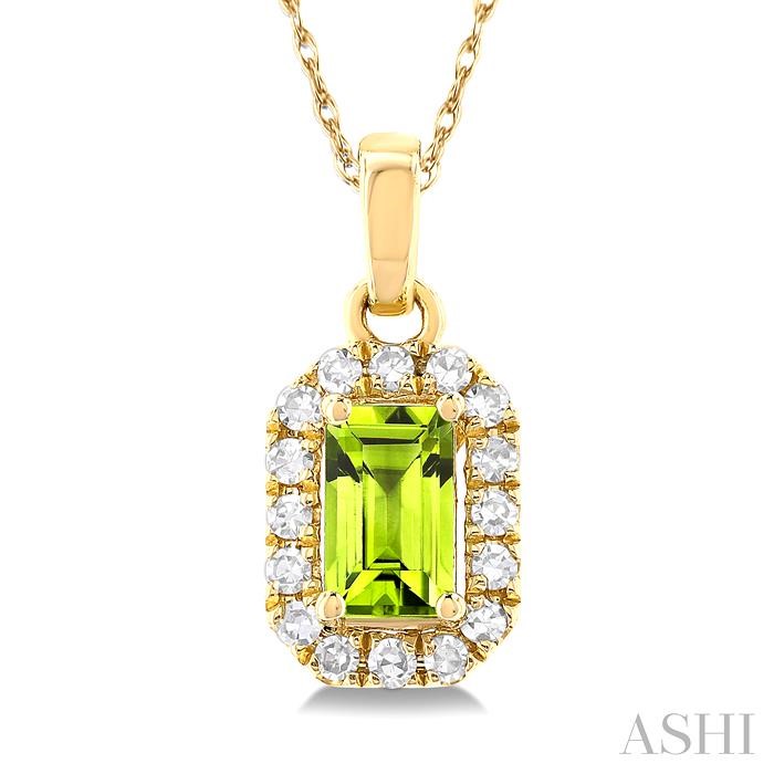 Emerald Shape Gemstone & Halo Diamond Pendant View 3