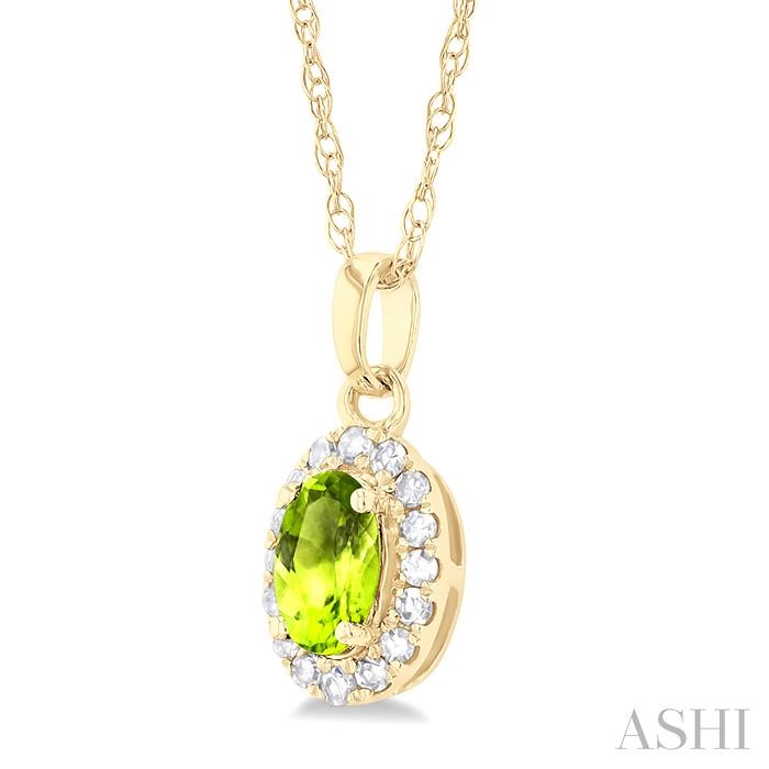 Oval Shape Gemstone & Halo Diamond Pendant View 2