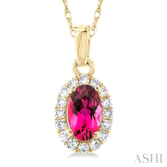 Oval Shape Gemstone & Halo Diamond Pendant View 3