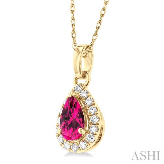 Pear Shape Gemstone & Halo Diamond Pendant View 2