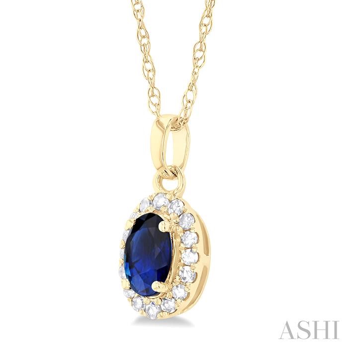 Oval Shape Gemstone & Halo Diamond Pendant View 2