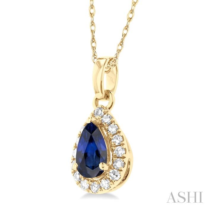 Pear Shape Gemstone & Halo Diamond Pendant View 2