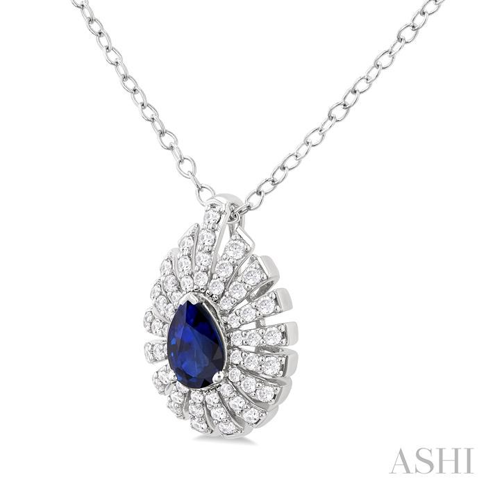 Pear Shape Gemstone & Diamond Pendant View 2