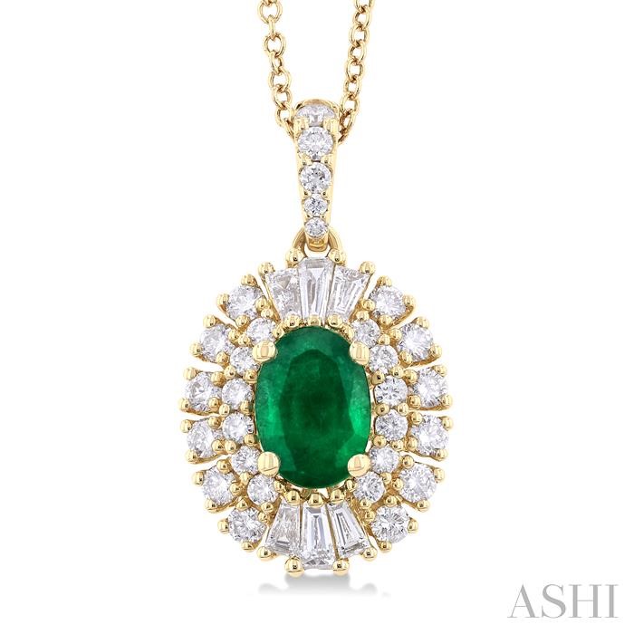 Oval Shape Gemstone & Halo Diamond Pendant View 3