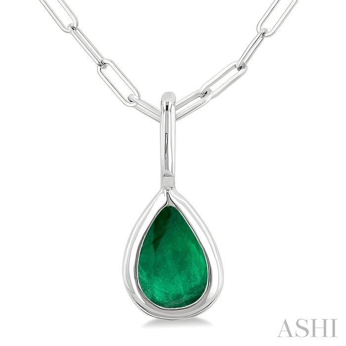 Pear Shape Bezel Set Paperclip Gemstone Fashion Pendant View 3