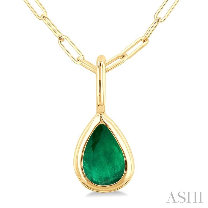 Pear Shape Bezel Set Paperclip Gemstone Fashion Pendant View 3
