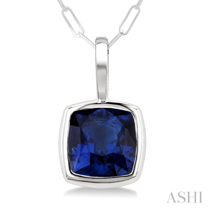 Cushion Shape Gemstone & Halo Diamond Pendant View 3