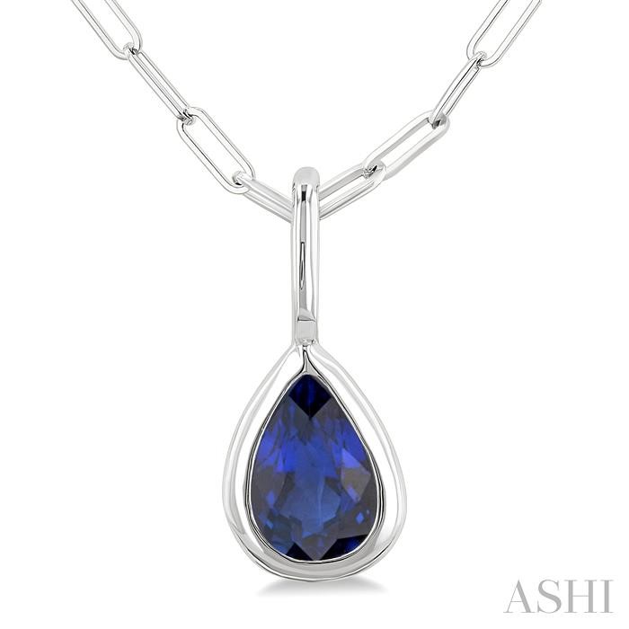 Pear Shape Bezel Set Paperclip Gemstone Fashion Pendant View 3