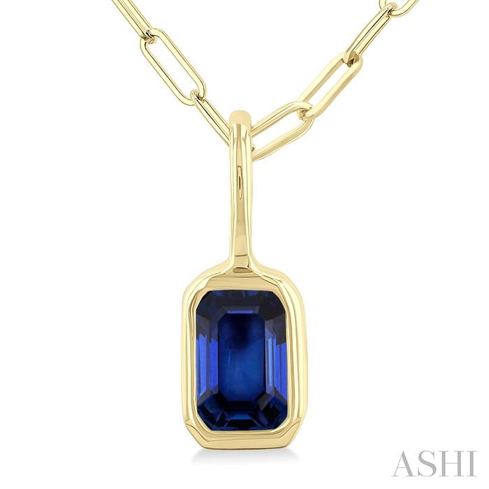 Emerald Shape Bezel Set Paperclip Gemstone Fashion Pendant View 3