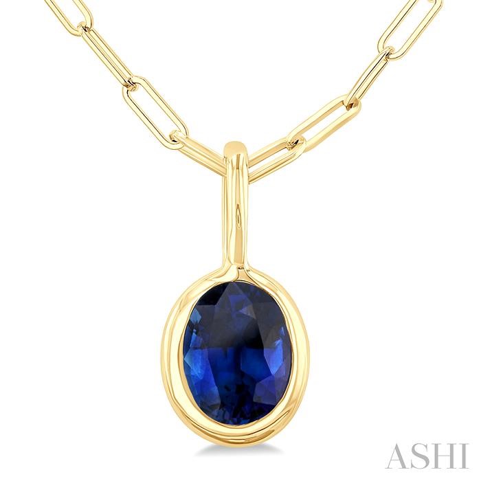 Oval Shape Bezel Set Paperclip Gemstone Fashion Pendant View 3