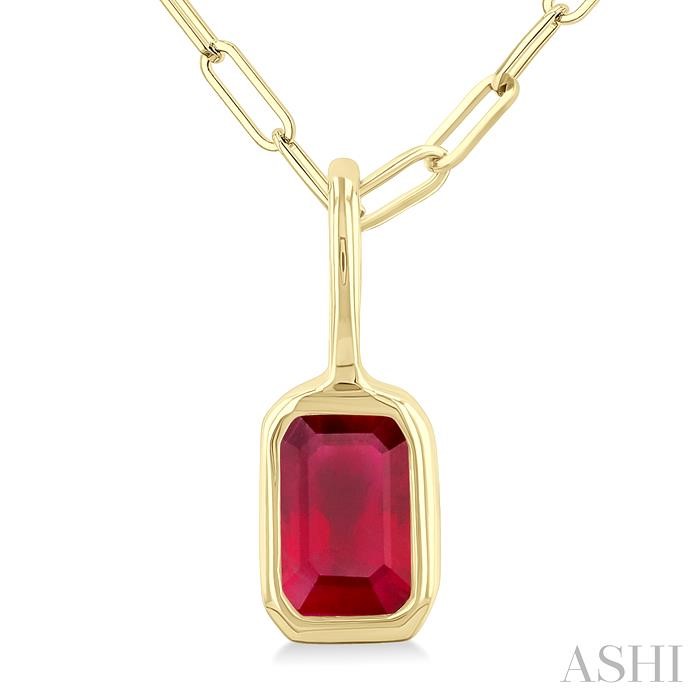 Emerald Shape Bezel Set Paperclip Gemstone Fashion Pendant View 3