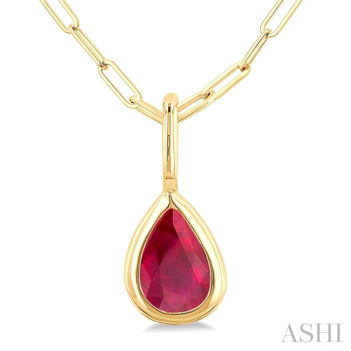 Pear Shape Bezel Set Paperclip Gemstone Fashion Pendant View 3