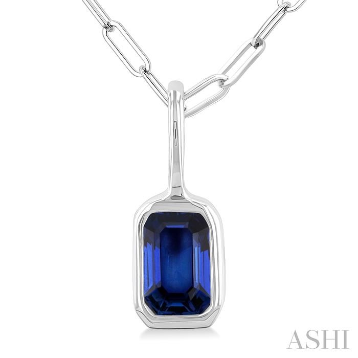 Emerald Shape Bezel Set Paperclip Gemstone Fashion Pendant View 3