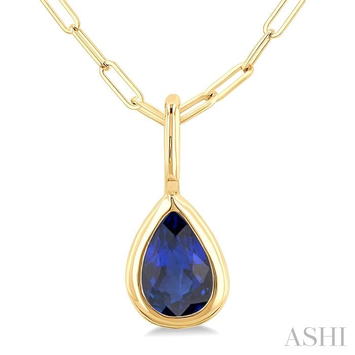 Pear Shape Bezel Set Paperclip Gemstone Fashion Pendant View 3