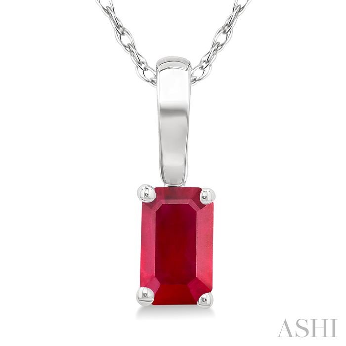 Emerald Shape Gemstone Solitaire Pendant View 3