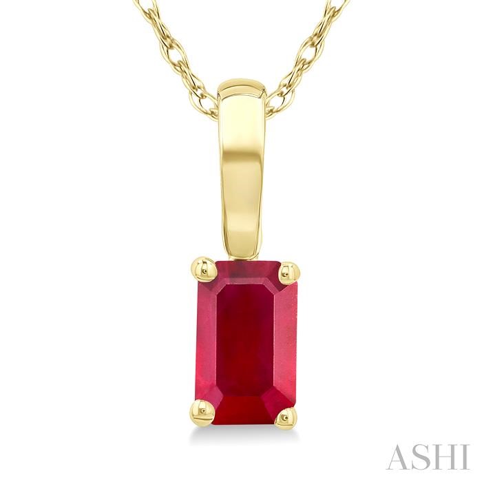 Emerald Shape Gemstone Solitaire Pendant View 3