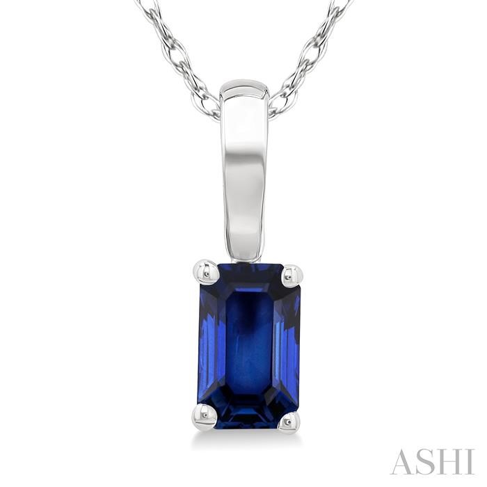 Emerald Shape Gemstone Solitaire Pendant View 3