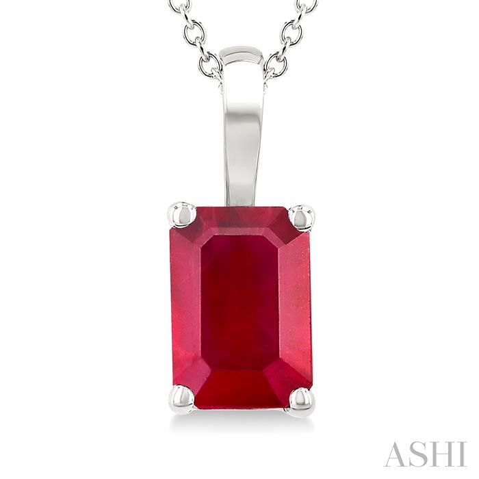 Emerald Shape Gemstone Solitaire Pendant View 3