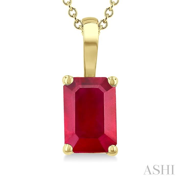 Emerald Shape Gemstone Solitaire Pendant View 3