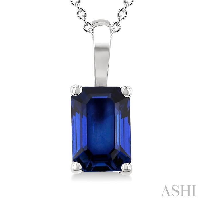 Emerald Shape Gemstone Solitaire Pendant View 3