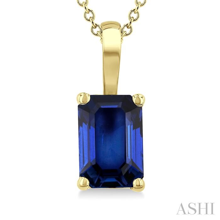 Emerald Shape Gemstone Solitaire Pendant View 3