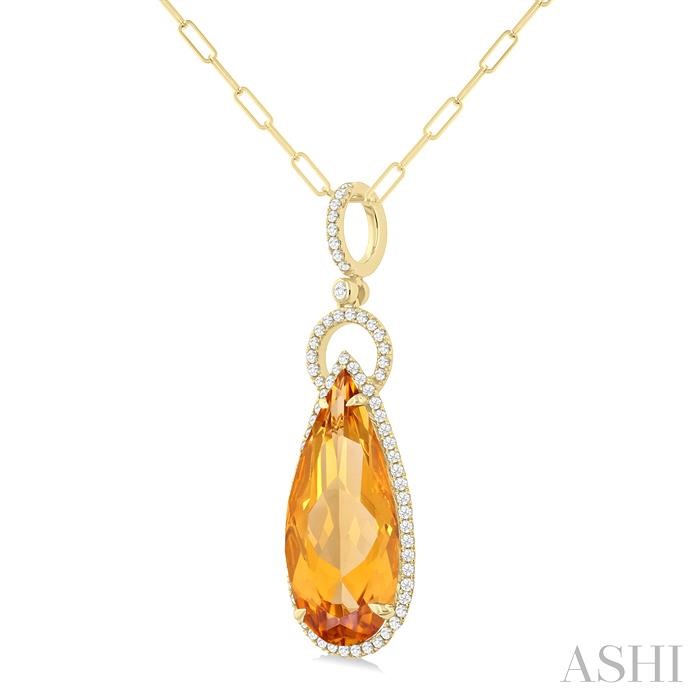 Pear Shape Gemstone & Halo Diamond Pendant View 2