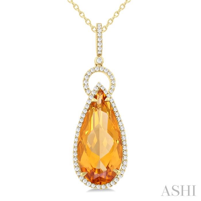 Pear Shape Gemstone & Halo Diamond Pendant View 3