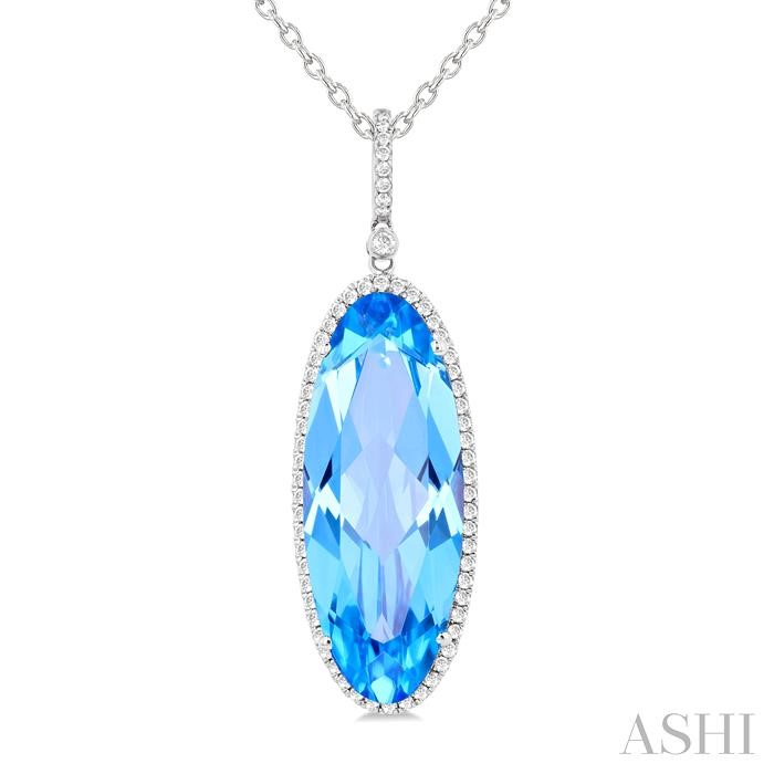 Oval Shape Gemstone & Halo Diamond Pendant View 3