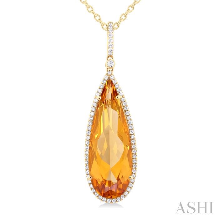 Pear Shape Gemstone & Halo Diamond Pendant View 3