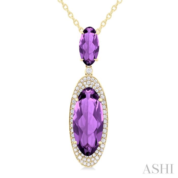 Oval Shape Gemstone & Halo Diamond Pendant View 3