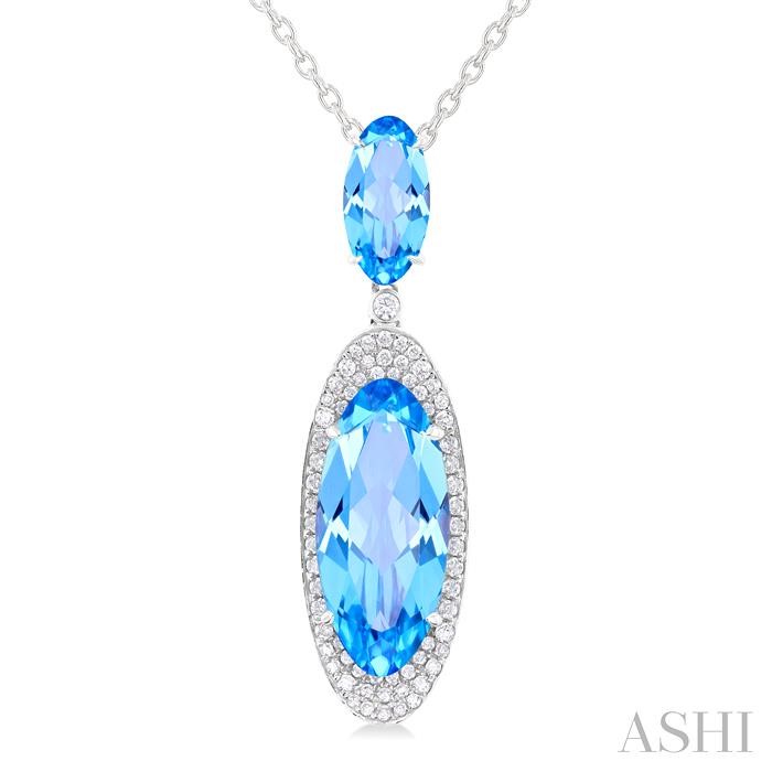 Oval Shape Gemstone & Halo Diamond Pendant View 3
