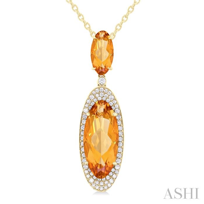 Oval Shape Gemstone & Halo Diamond Pendant View 3