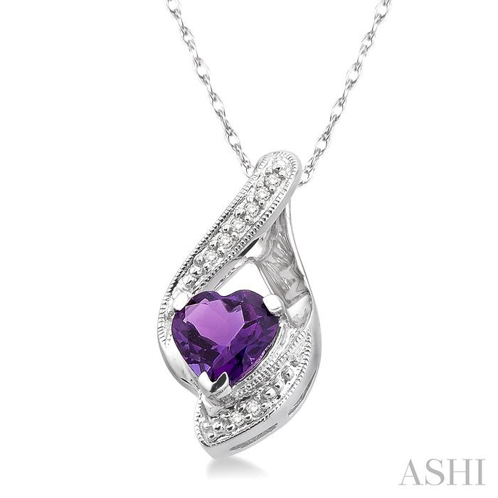 Heart Shape Gemstone & Diamond Pendant View 2