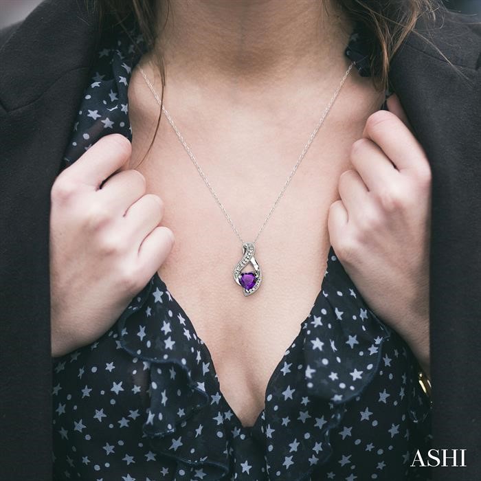 Heart Shape Gemstone & Diamond Pendant View 4
