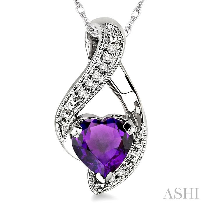 Heart Shape Gemstone & Diamond Pendant View 3