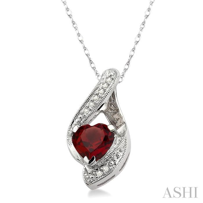 Heart Shape Gemstone & Diamond Pendant View 2