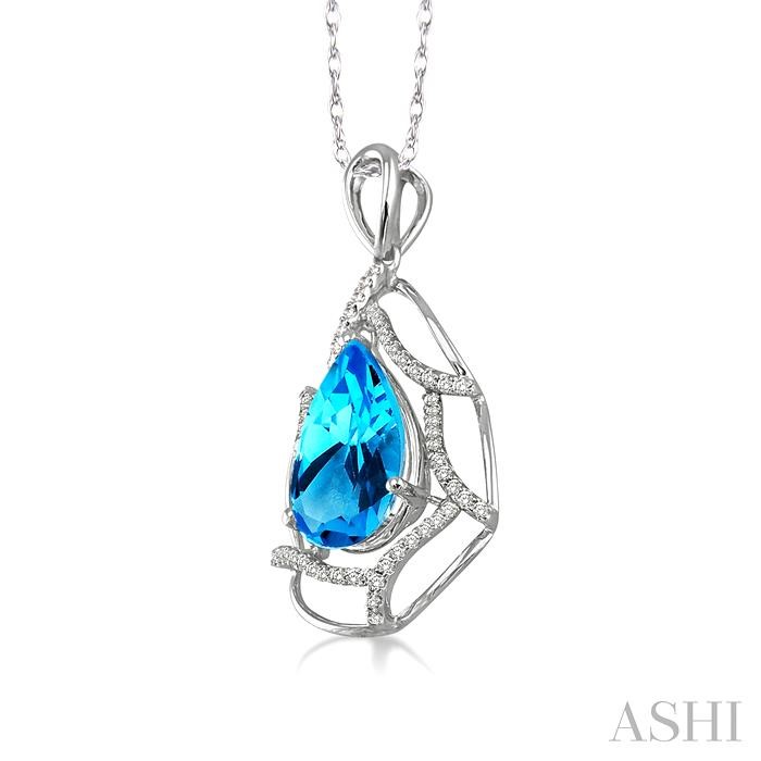 Pear Shape Gemstone & Diamond Pendant View 2