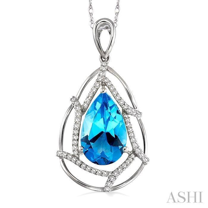 Pear Shape Gemstone & Diamond Pendant View 3