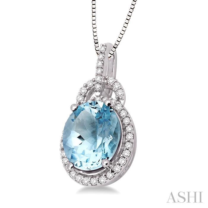 Oval Shape Gemstone & Halo Diamond Pendant View 2
