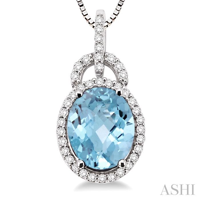 Oval Shape Gemstone & Halo Diamond Pendant View 3