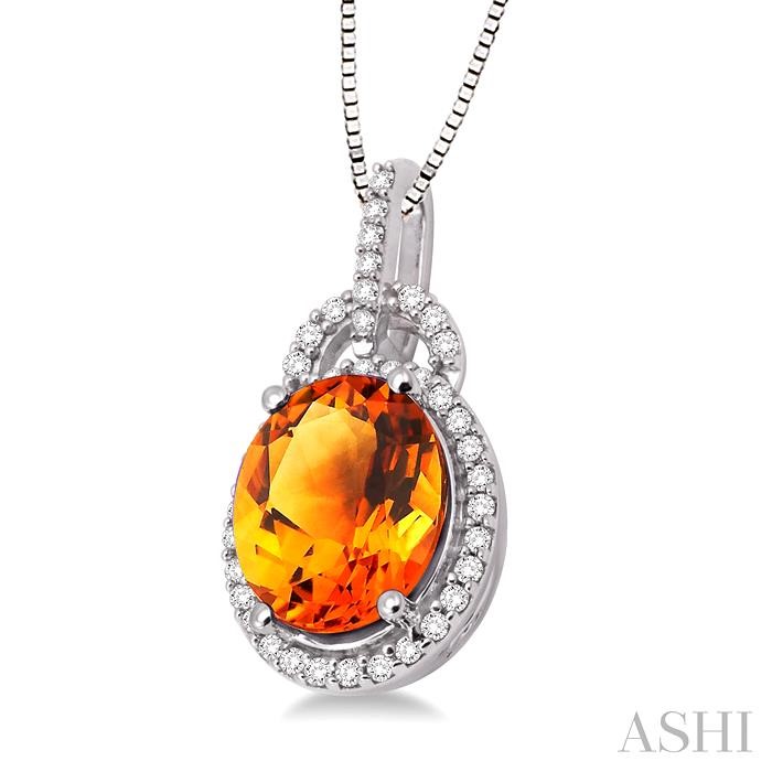 Oval Shape Gemstone & Halo Diamond Pendant View 2