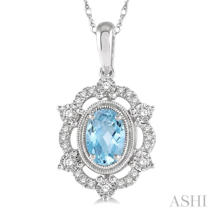 Oval Shape Gemstone & Diamond Pendant View 3