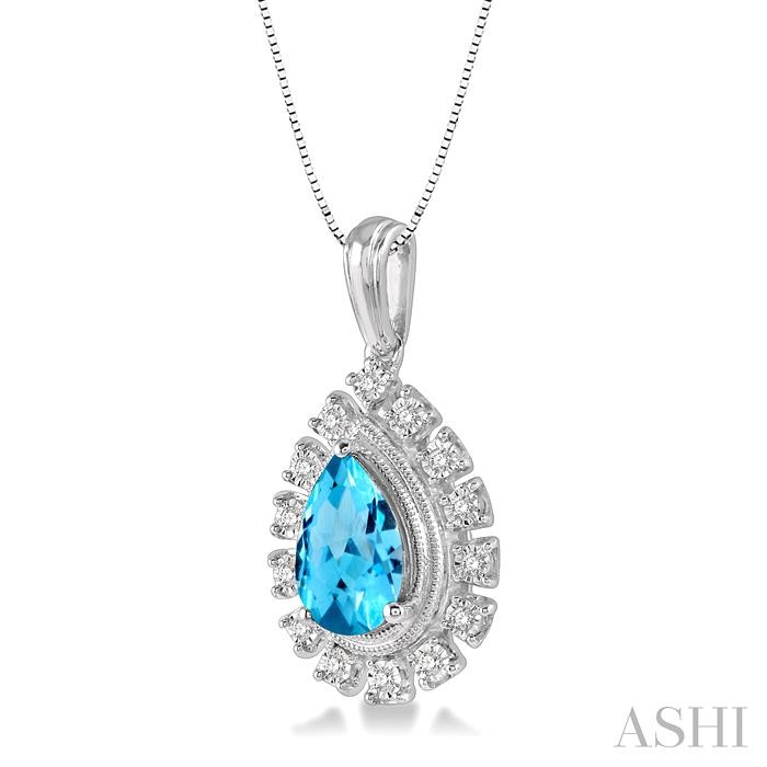 Pear Shape Gemstone & Diamond Pendant View 2