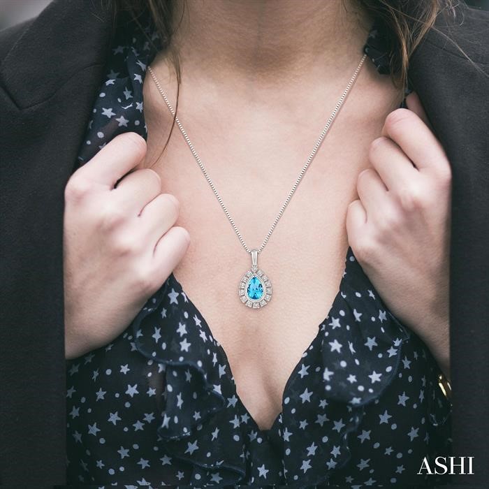 Pear Shape Gemstone & Diamond Pendant View 4