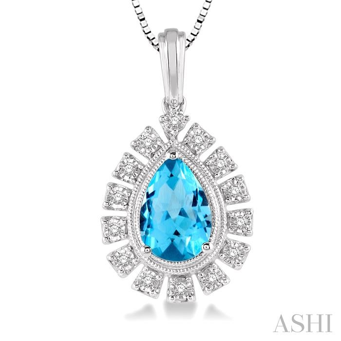 Pear Shape Gemstone & Diamond Pendant View 3