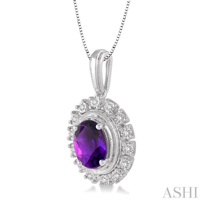 Oval Shape Gemstone & Diamond Pendant View 2