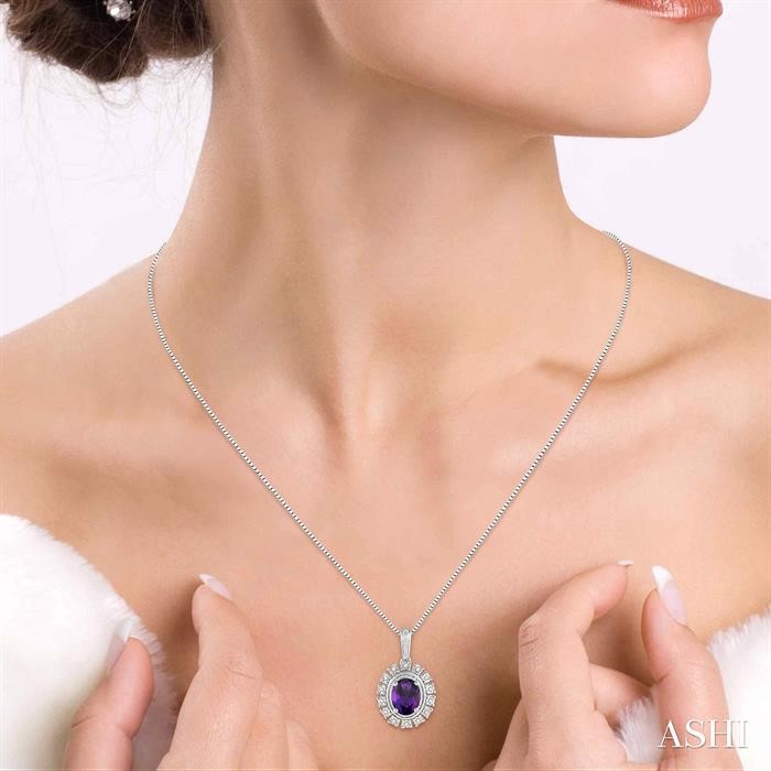 Oval Shape Gemstone & Diamond Pendant View 4