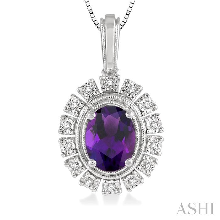 Oval Shape Gemstone & Diamond Pendant View 3